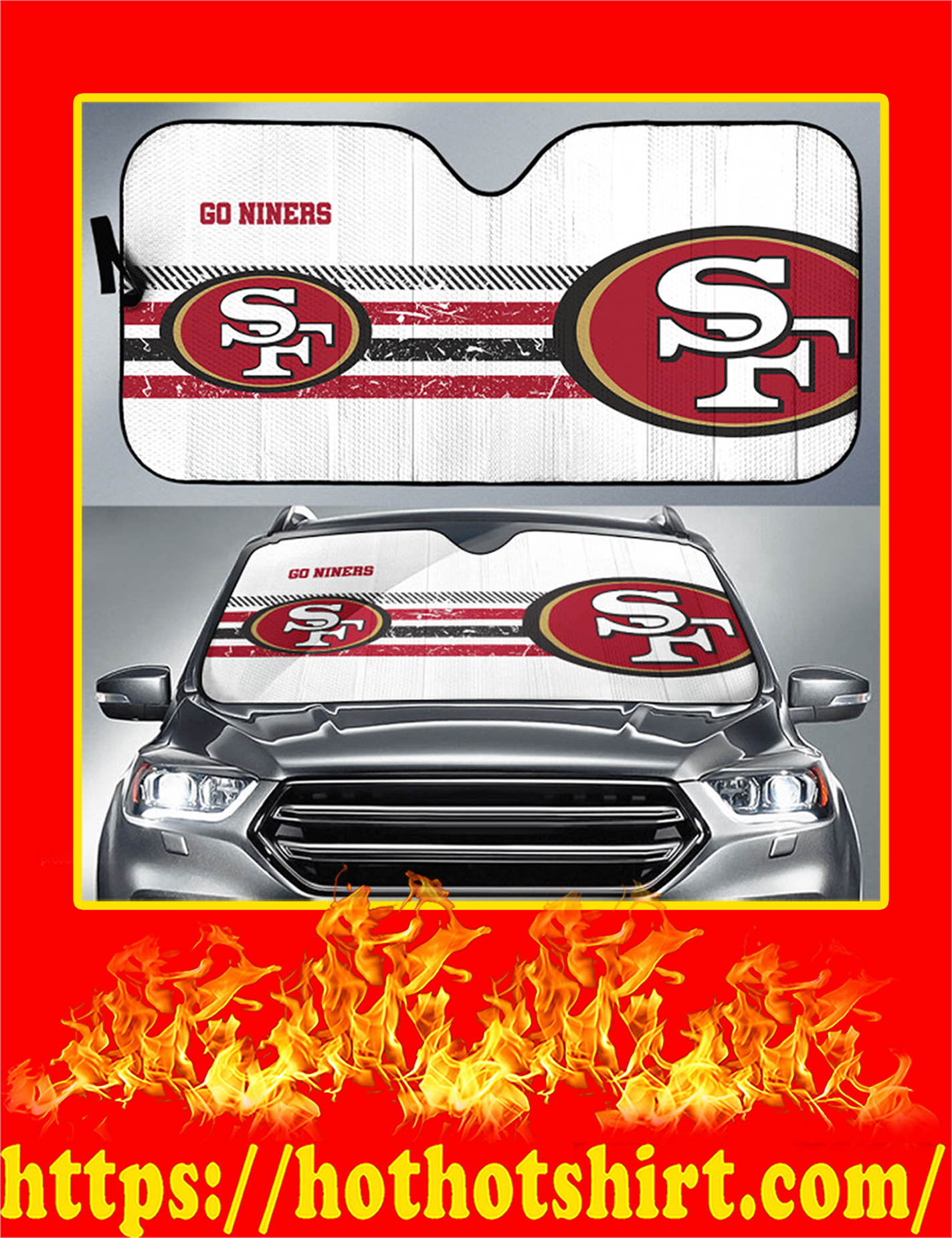 SF 49ers Go Niners Auto Sun Shade - Detail