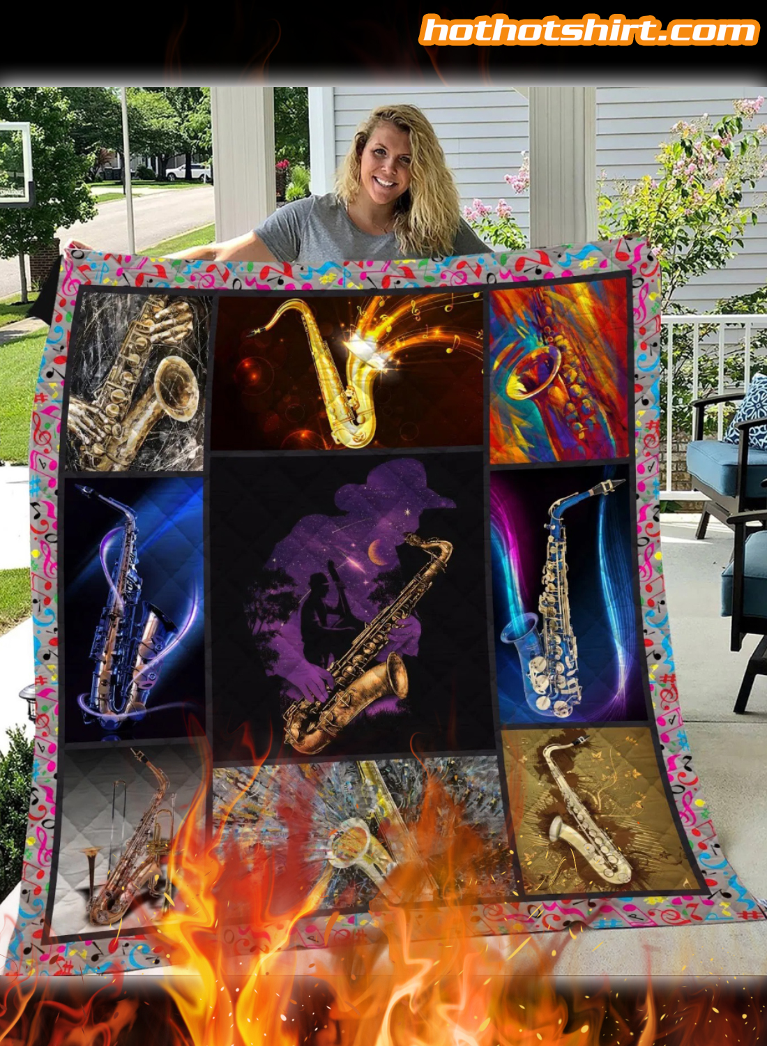 Saxophone Quilt Blanket