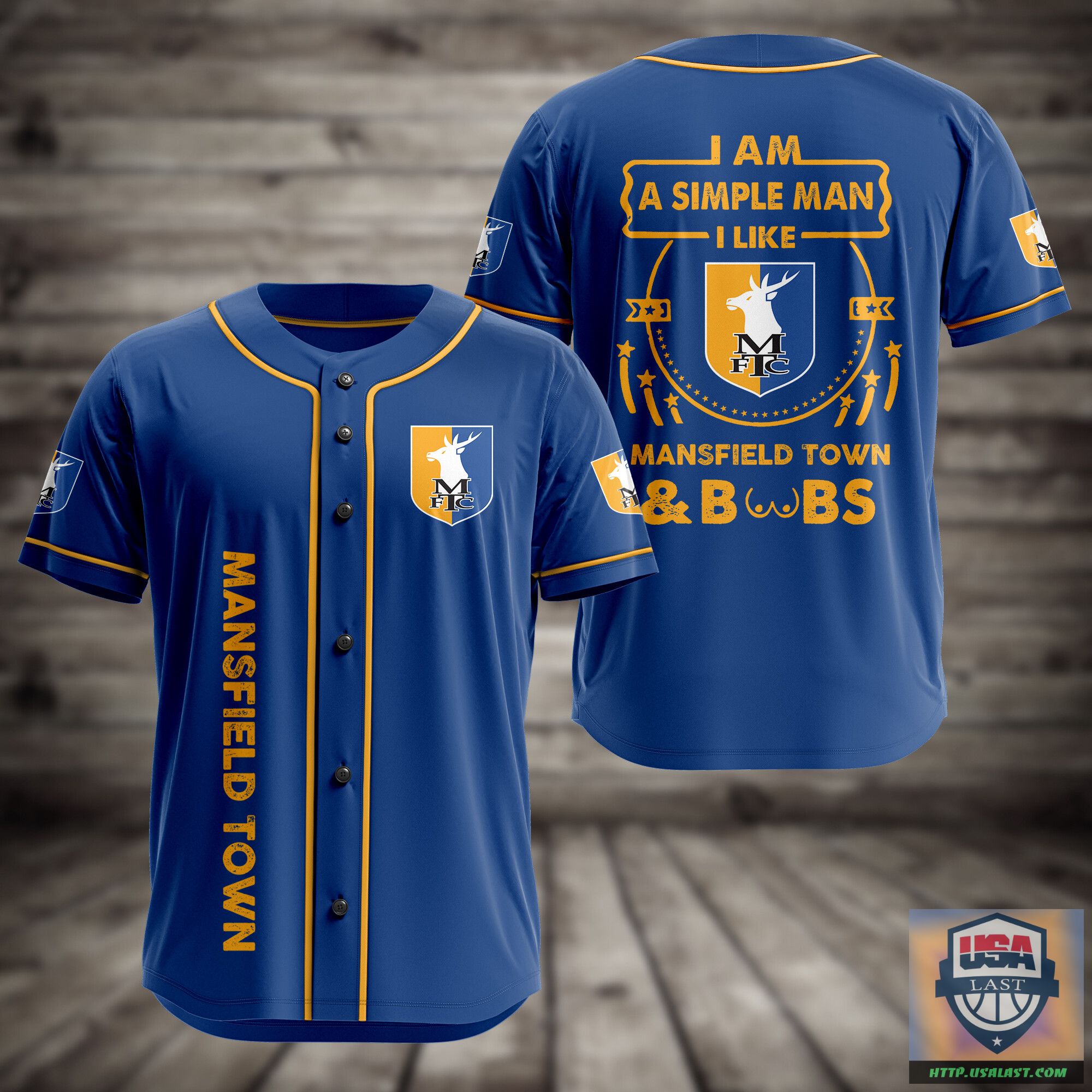 Official I Am Simple Man I Like Mansfield Town And Boobs Baseball Jersey