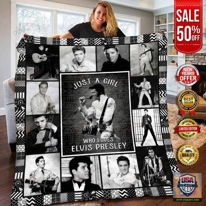 Luxurious Just A Girl Who Loves Elvis Presley Red Version Quilt Blanket