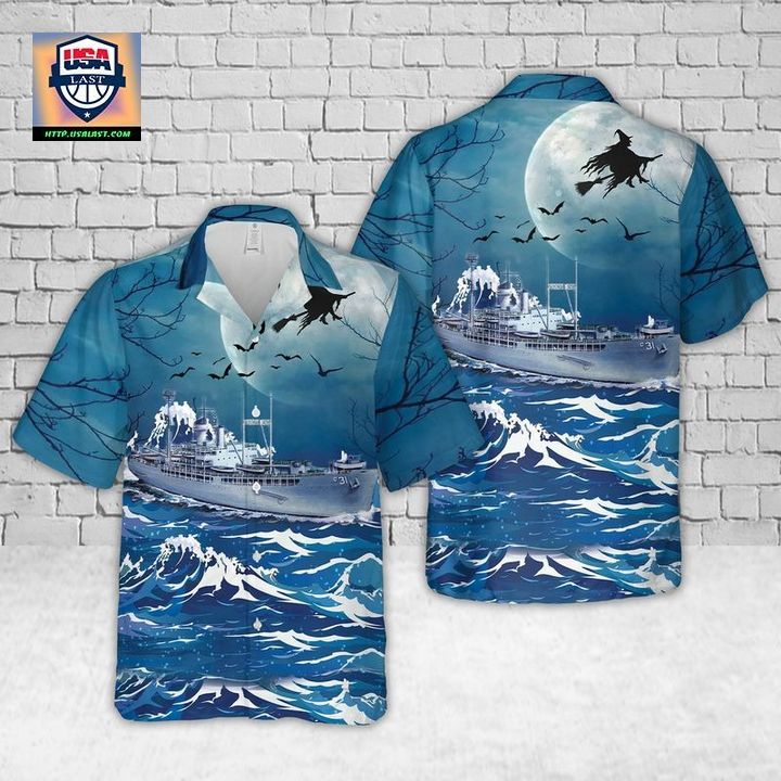 Best Gift US Navy U.S.S. TIDEWATER (AD-31) Halloween Hawaiian Shirt