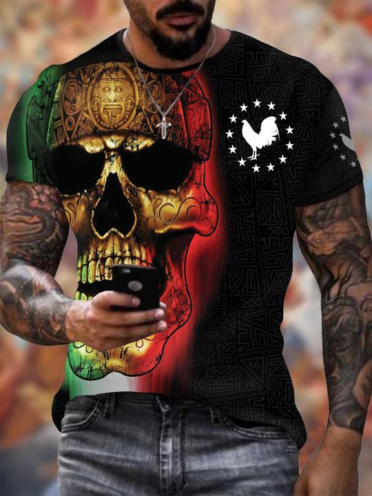 Mexican Aztec Skull Rooster 3D Shirt