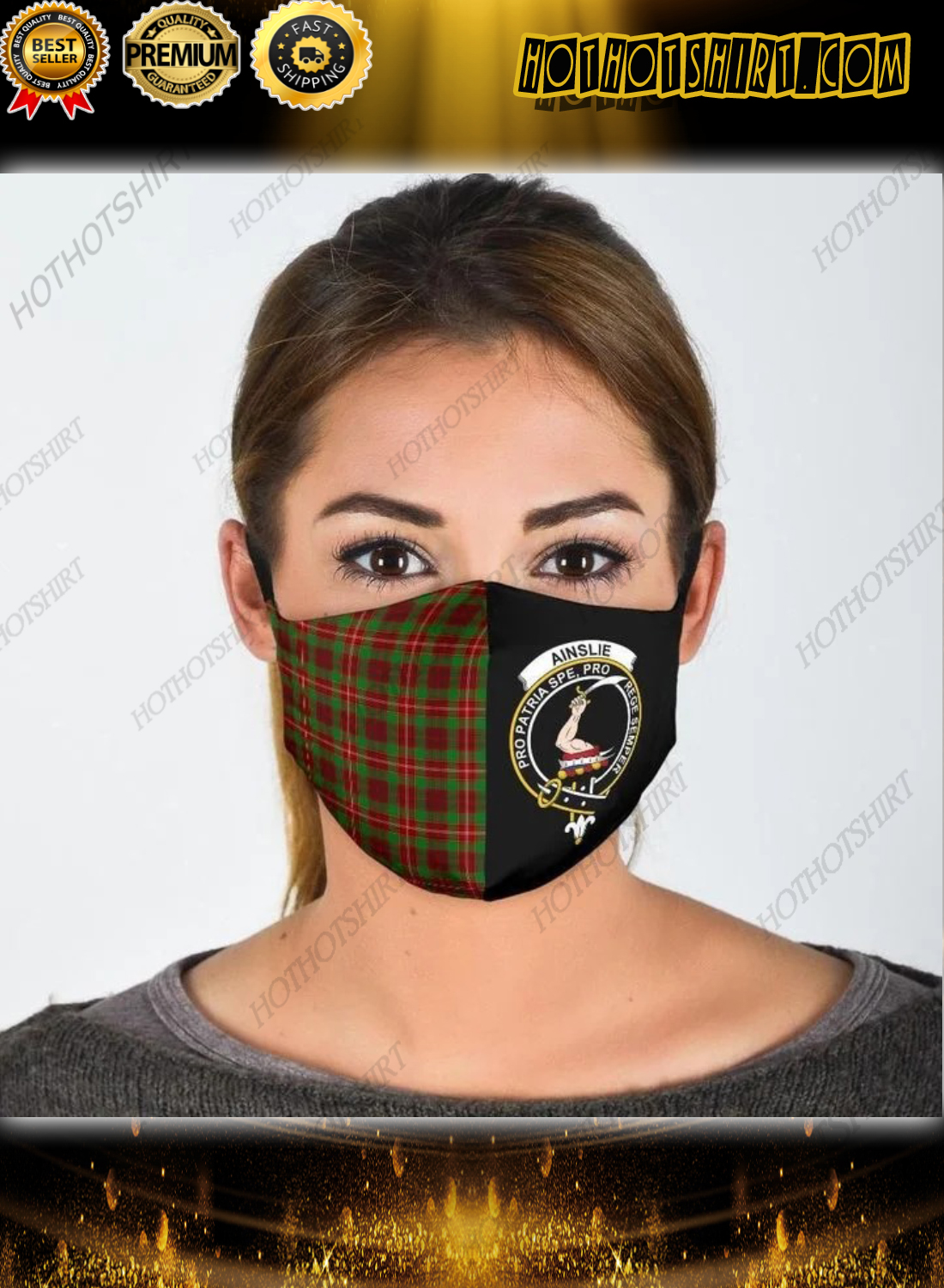 Ainslie Shield Clan Tartan face mask