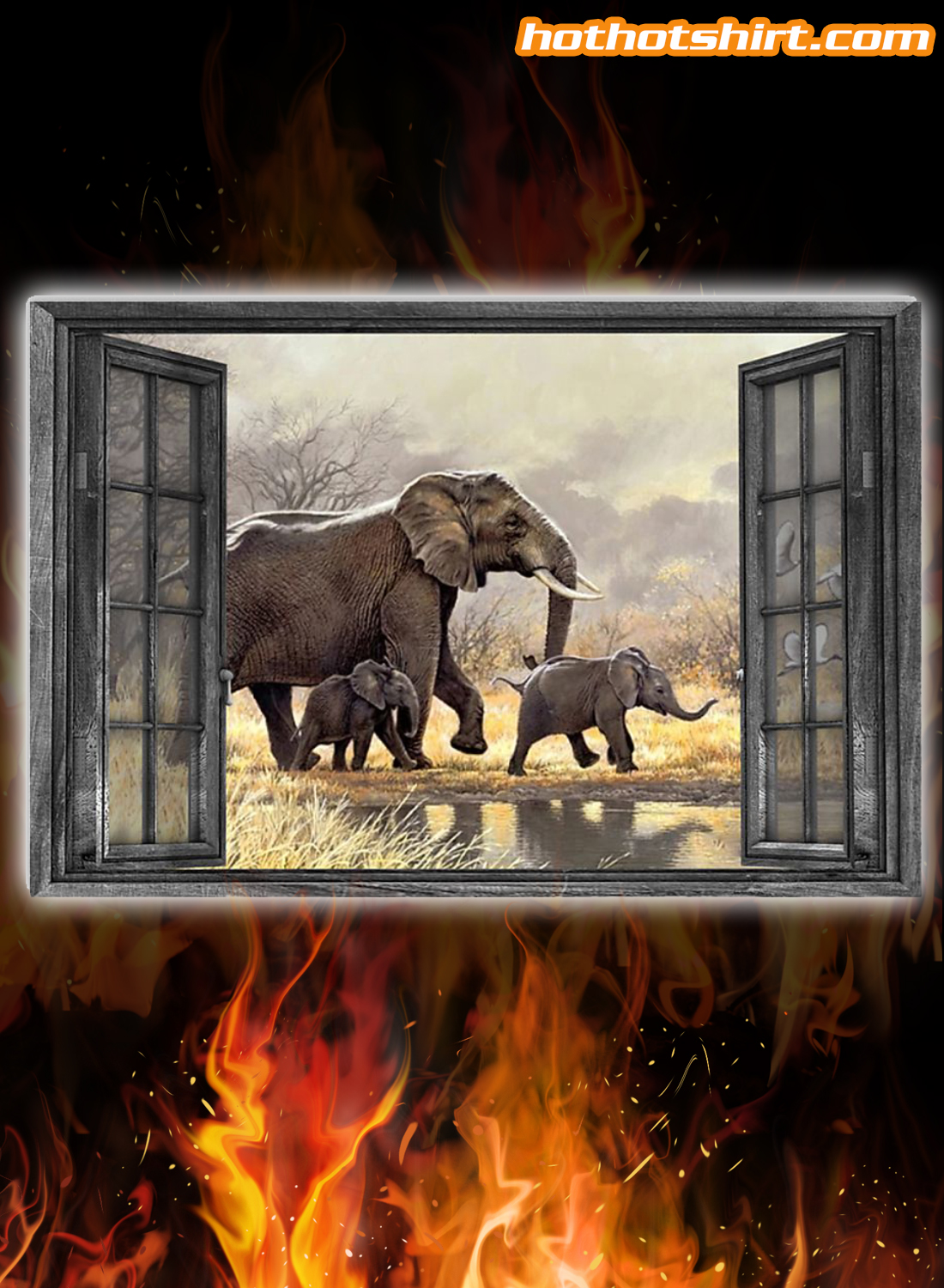 Diamond painting familie olifant elephant poster