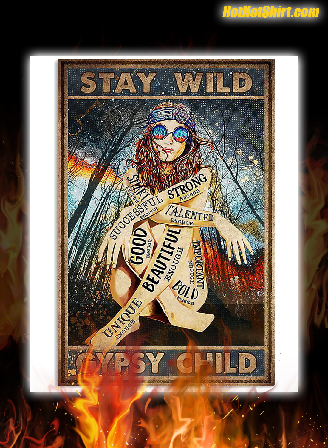 Hippie Girl Stay Wild Gypsy Child Canvas Print And Poster