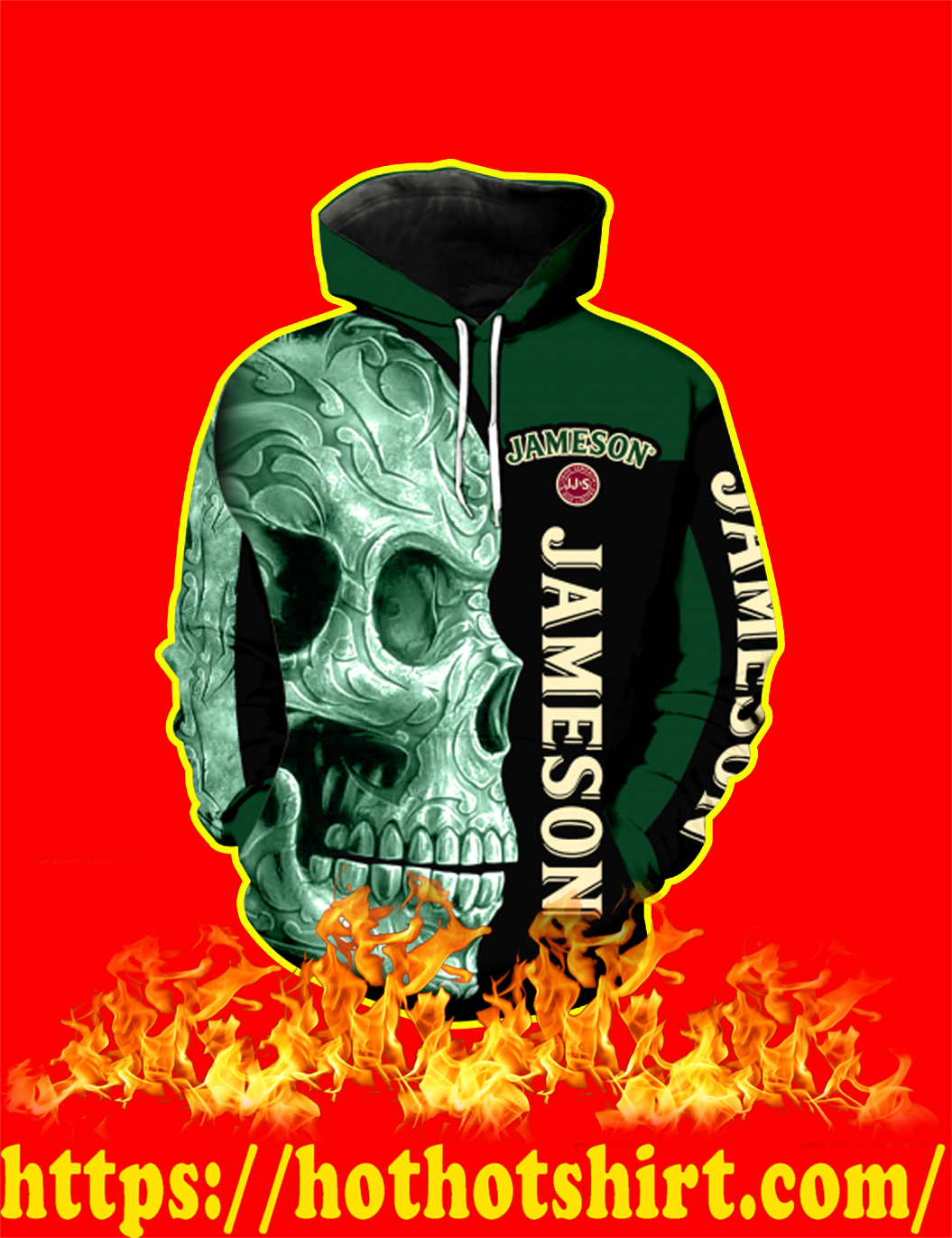 Jameson Irish Whiskey Skull Full Over Print 3d Hoodie, T-shirt and Sweatshirt