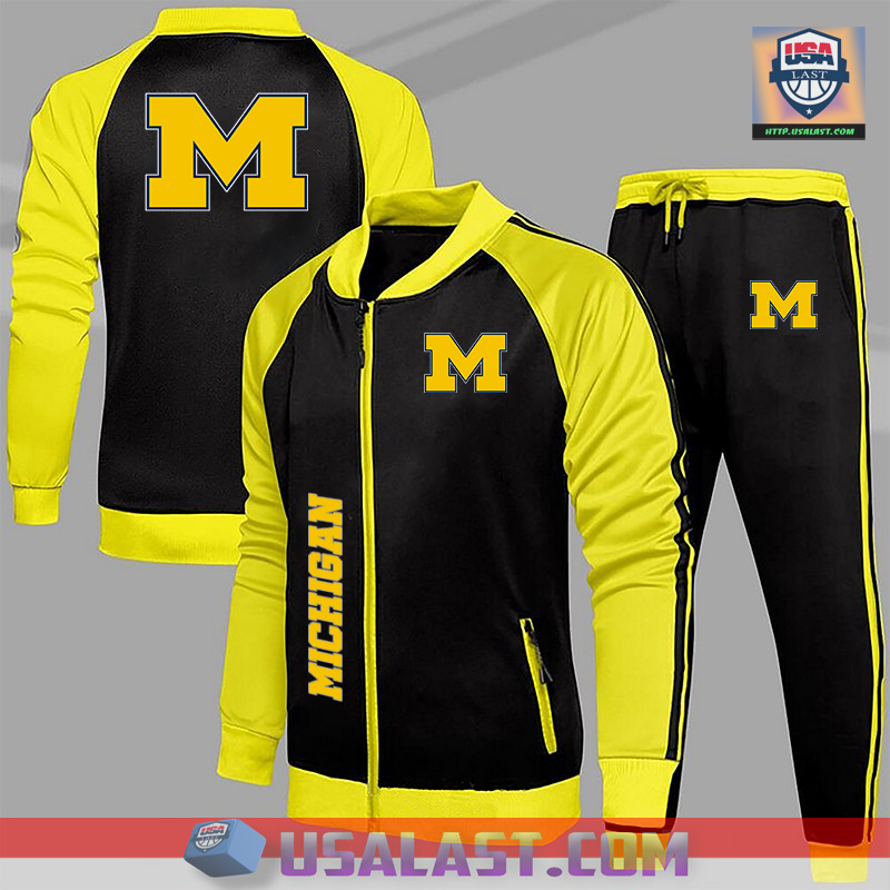 Hot Sale Michigan Wolverines NCAA Team Sport Tracksuits 2 Piece Set