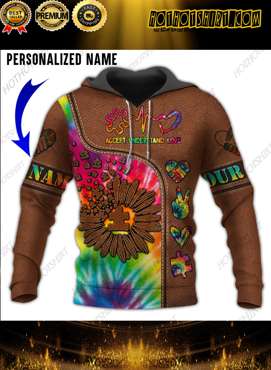 Personalized Name Autism Leather Accept Understand Love 3D Shirts