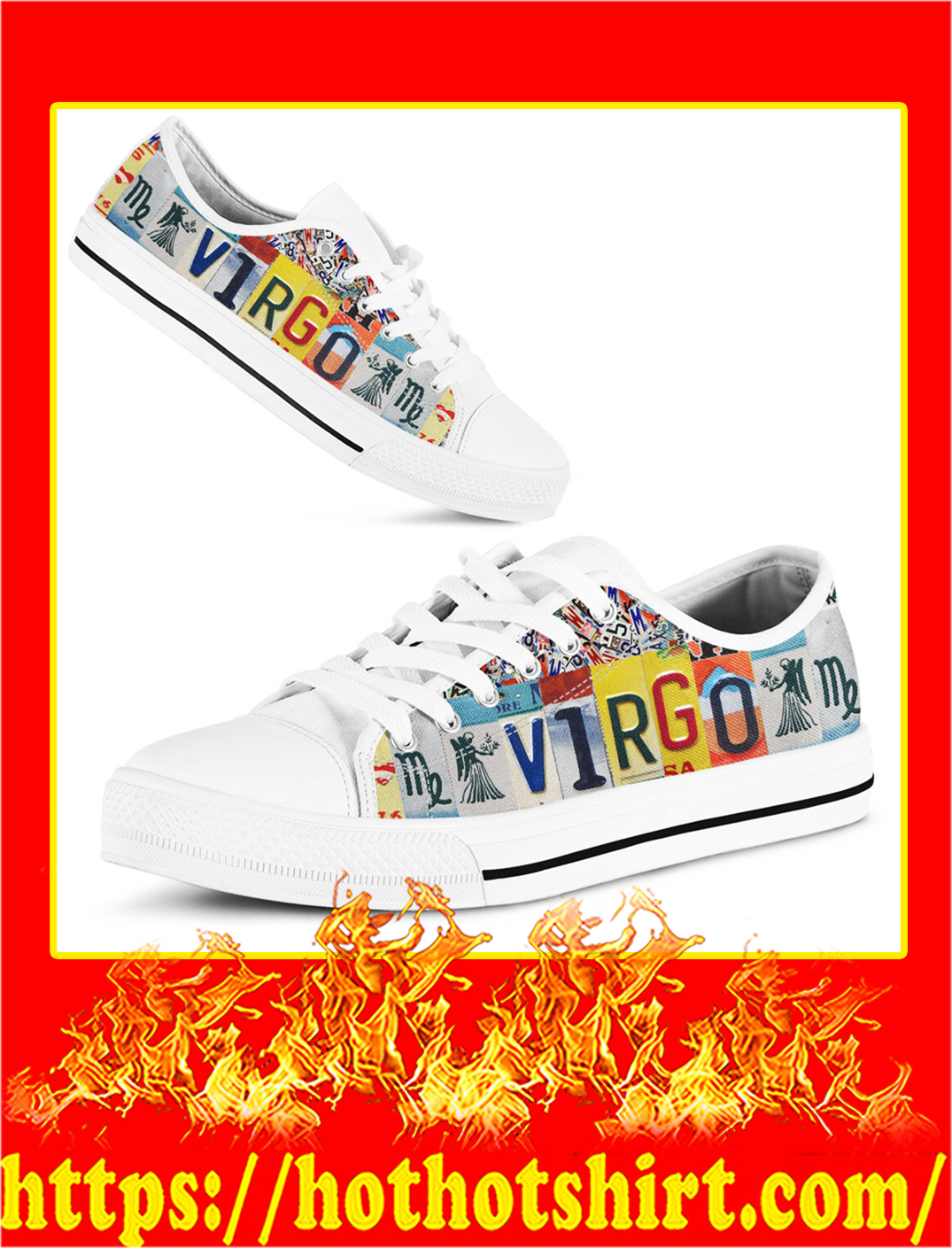 Virgo license plates low top shoes