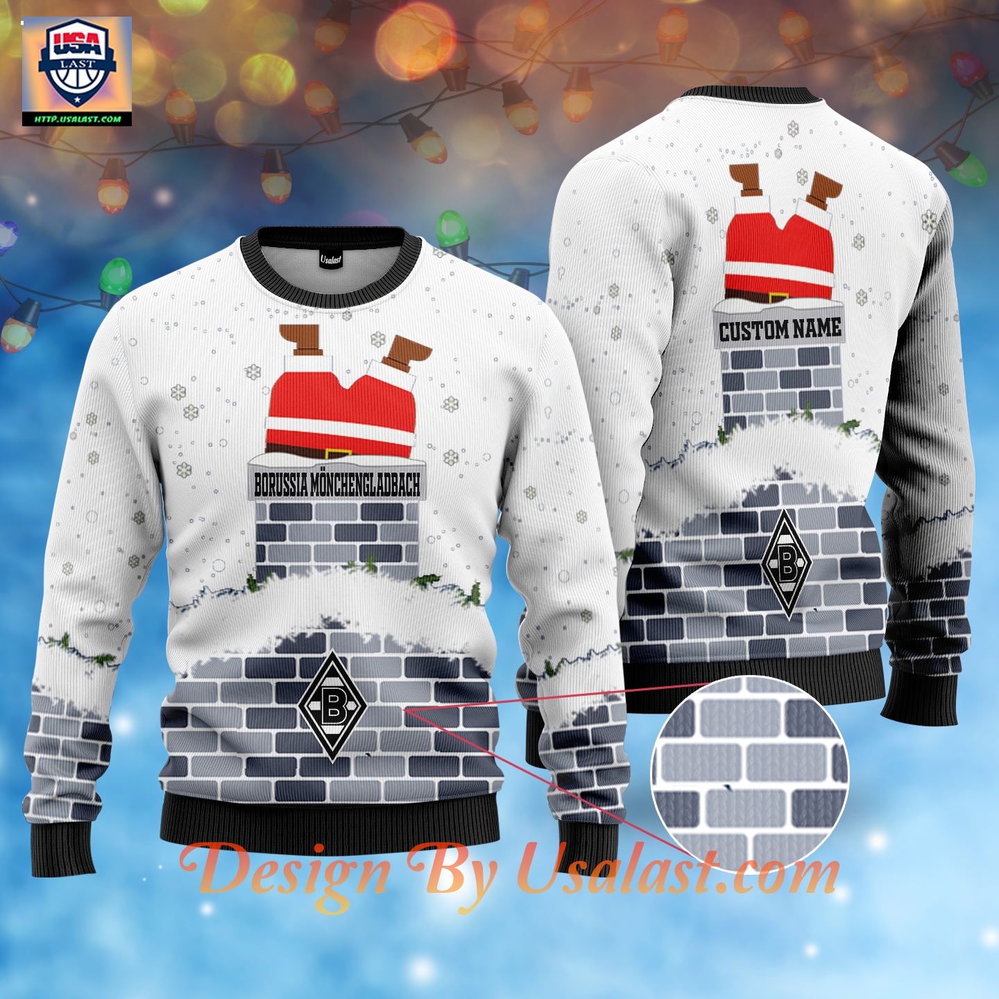 Fabulous Borussia Mönchengladbach Custom Name Ugly Christmas Sweater – White Version