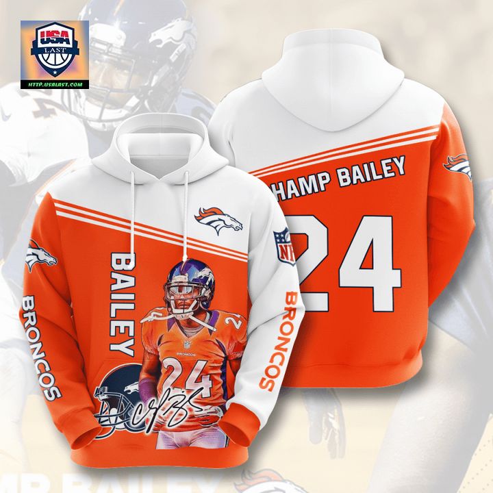 Up to 20% Off Champ Bailey Denver Broncos 3D Hoodie