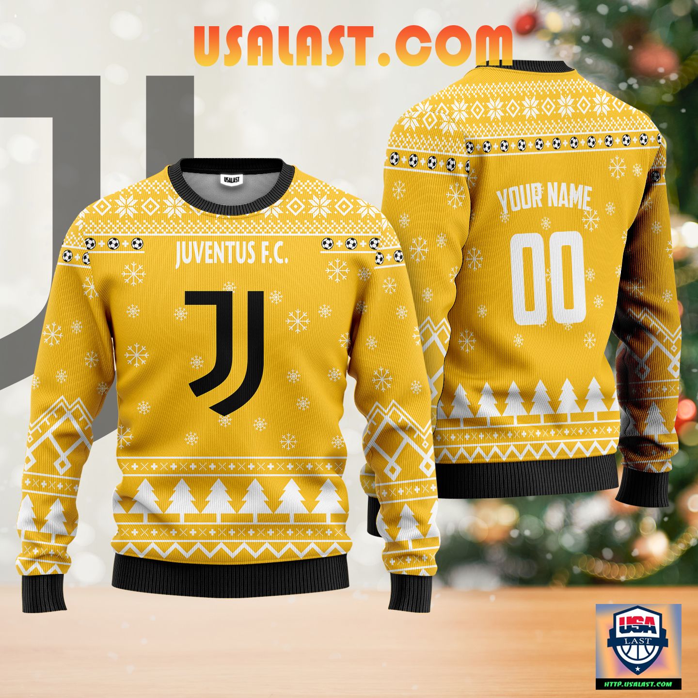 Best Gift Juventus FC Personalized Ugly Christmas Sweater Yellow Version