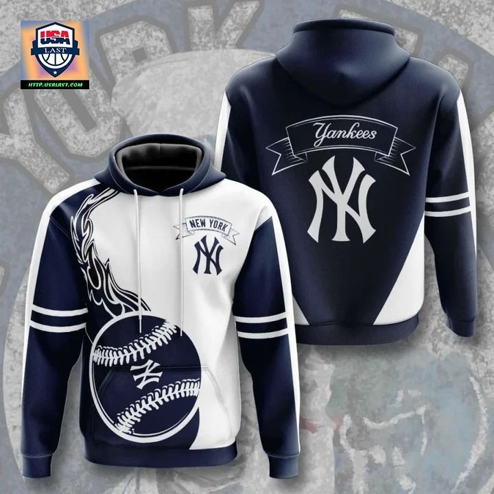 Hot Trend New York Yankees Flame Balls Graphic 3D Hoodie