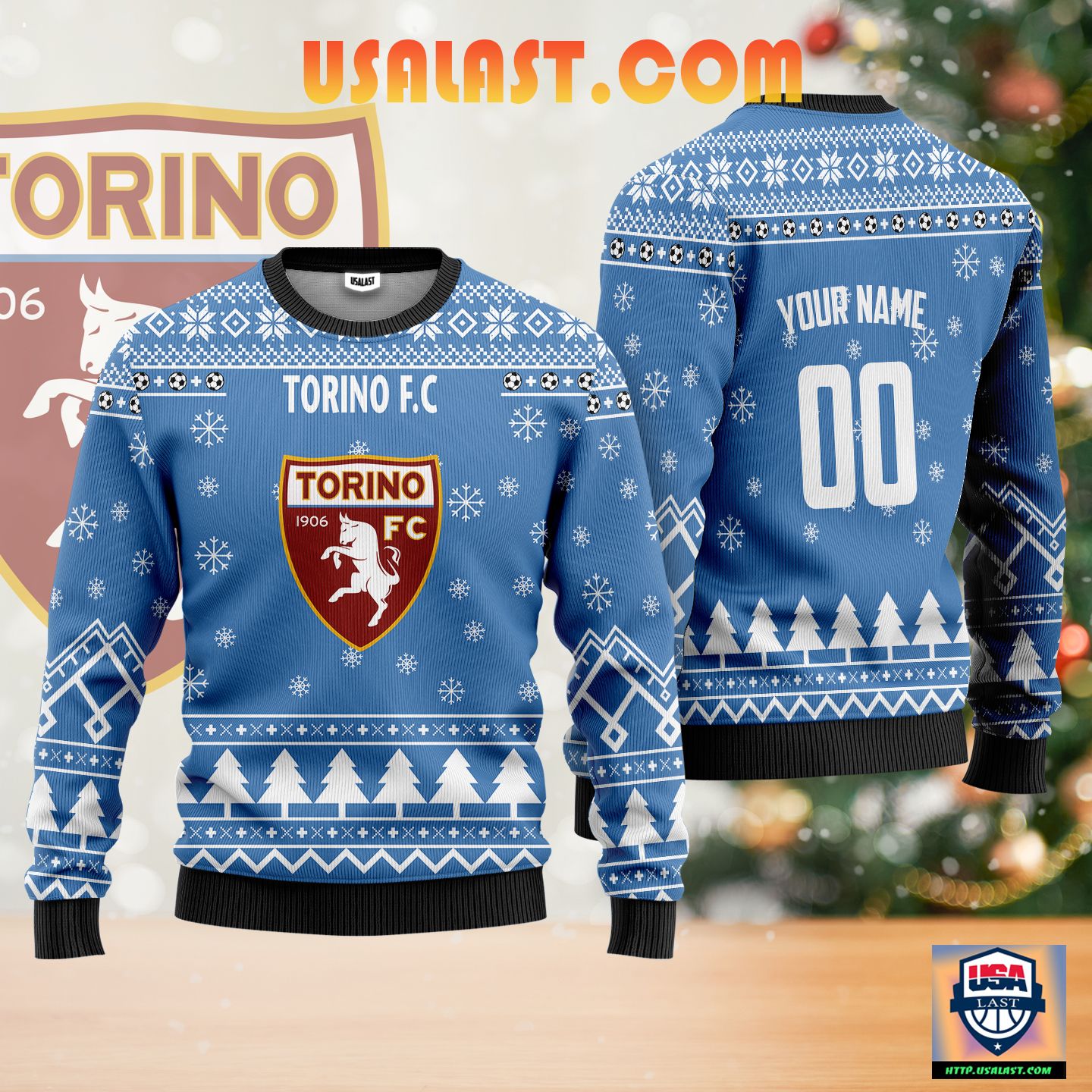 Great Torino FC Personalized Ugly Christmas Sweater Blue Version