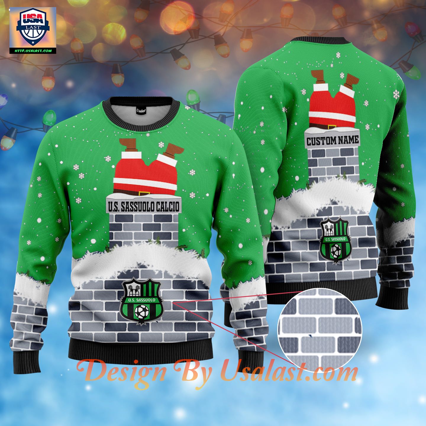 Special U.S Sassuolo Calcio Santa Claus Custom Name Ugly Christmas Sweater