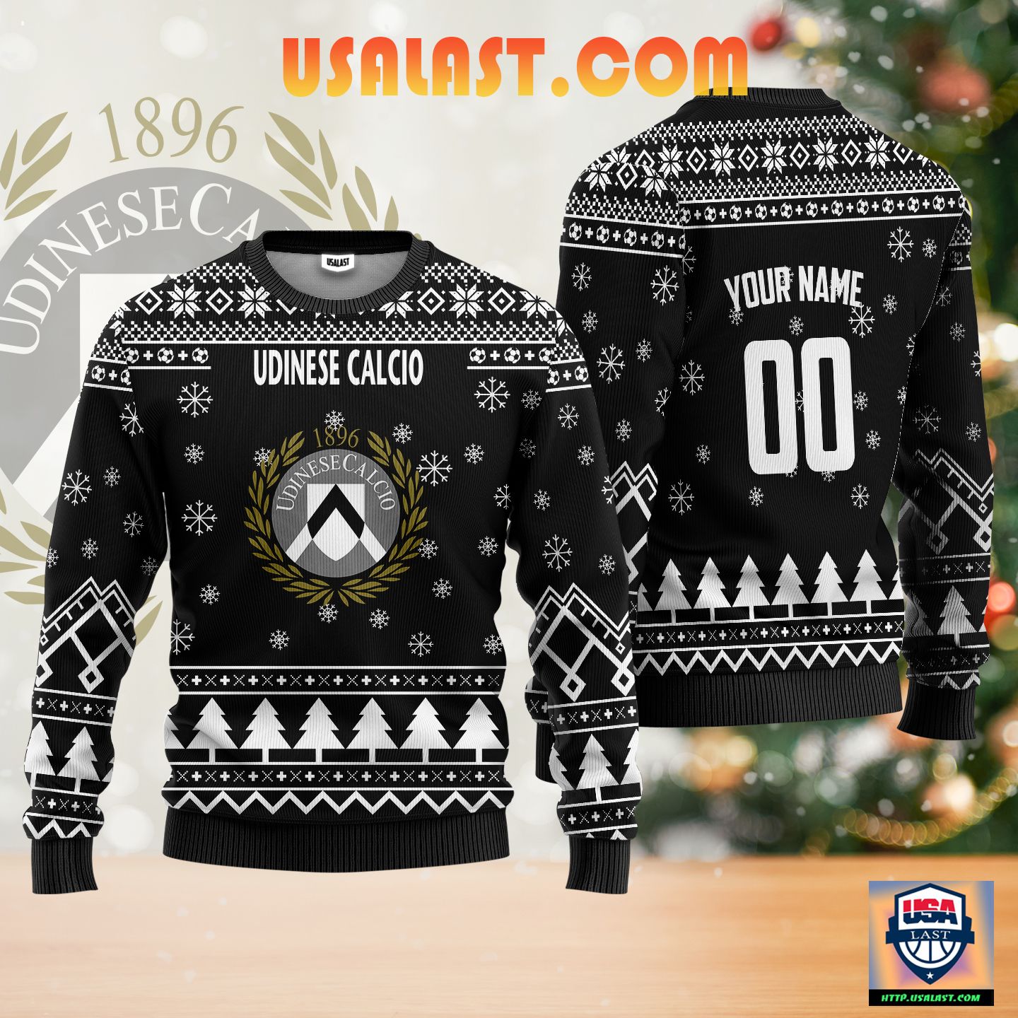 Excellent Udinese Calcio Personalized Ugly Christmas Sweater Black Version