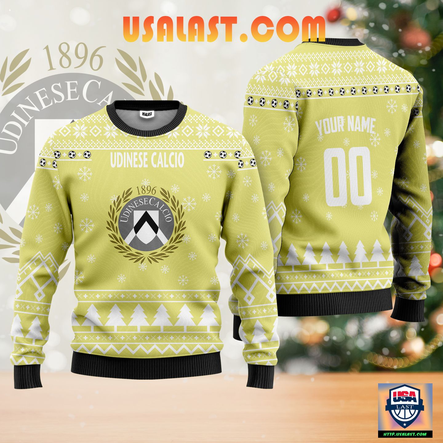 Excellent Udinese Calcio Personalized Ugly Christmas Sweater Black Version