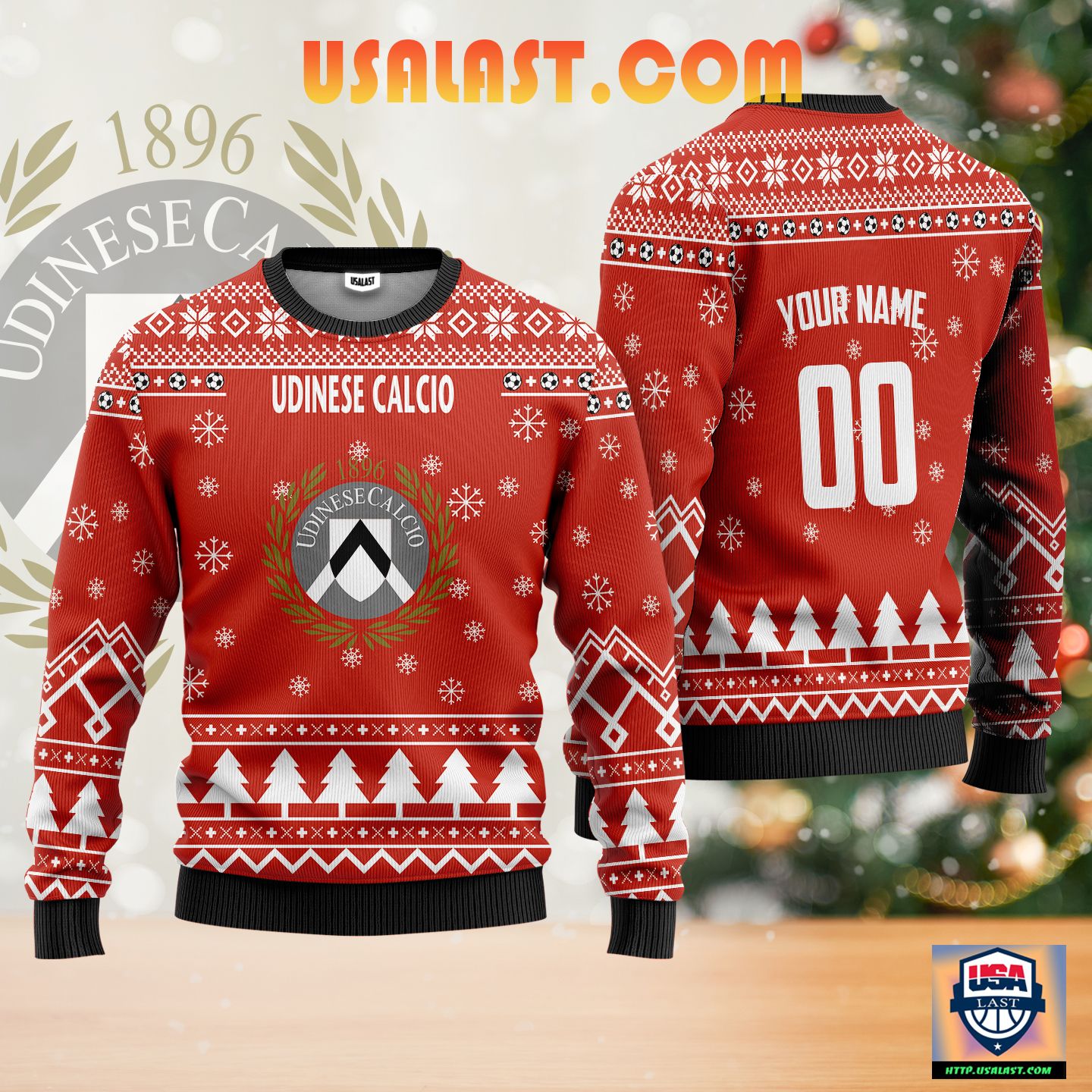 Good Quality Udinese Calcio Personalized Ugly Christmas Sweater Gold Version