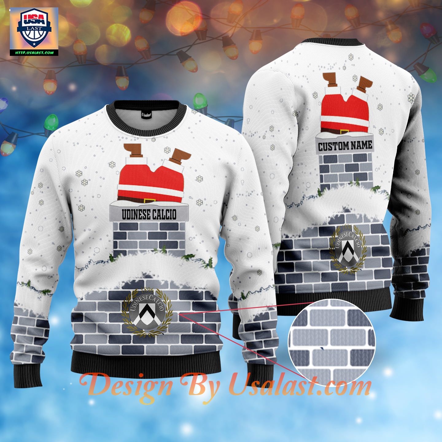 Shopping Udinese Calcio Santa Claus Custom Name Ugly Christmas Sweater