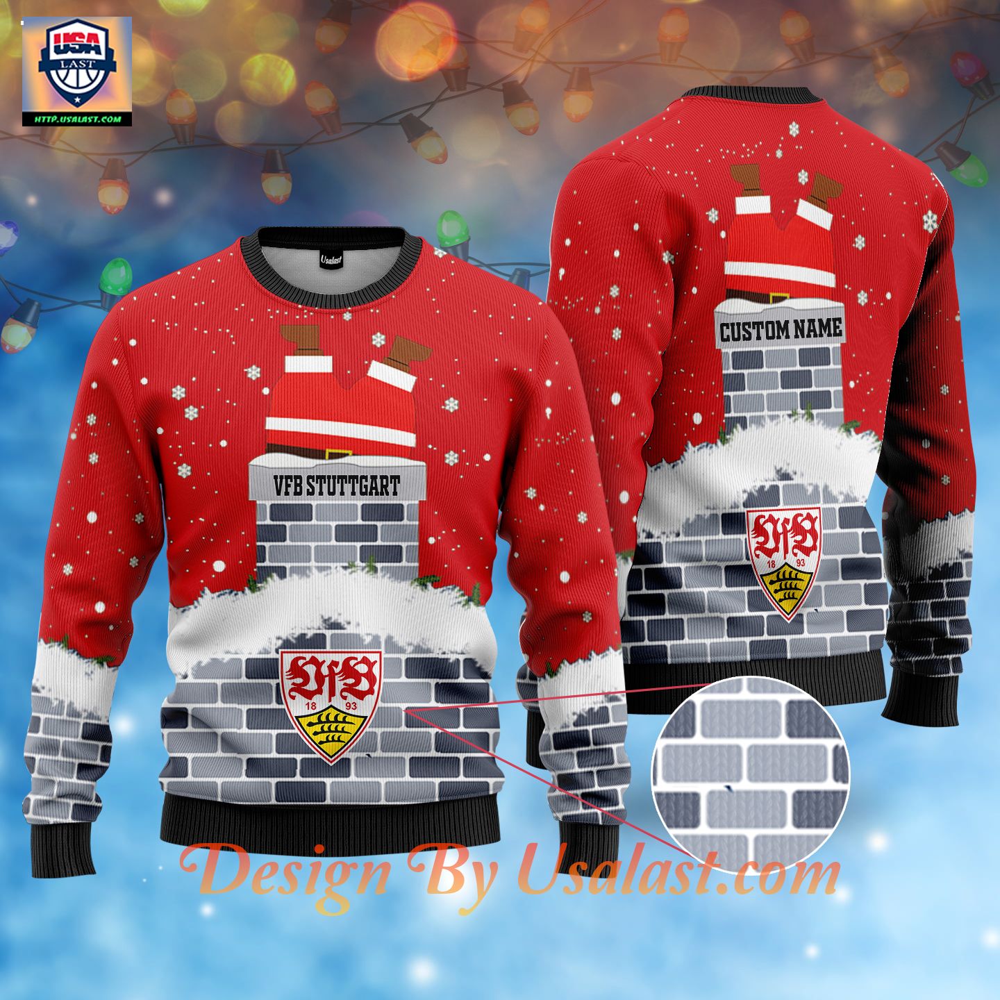 Beautiful VfB Stuttgart Custom Name Ugly Christmas Sweater – Red Version