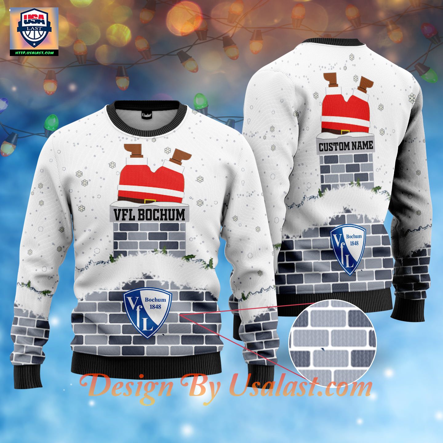 Amazon VfL Bochum Custom Name Ugly Christmas Sweater – White Version