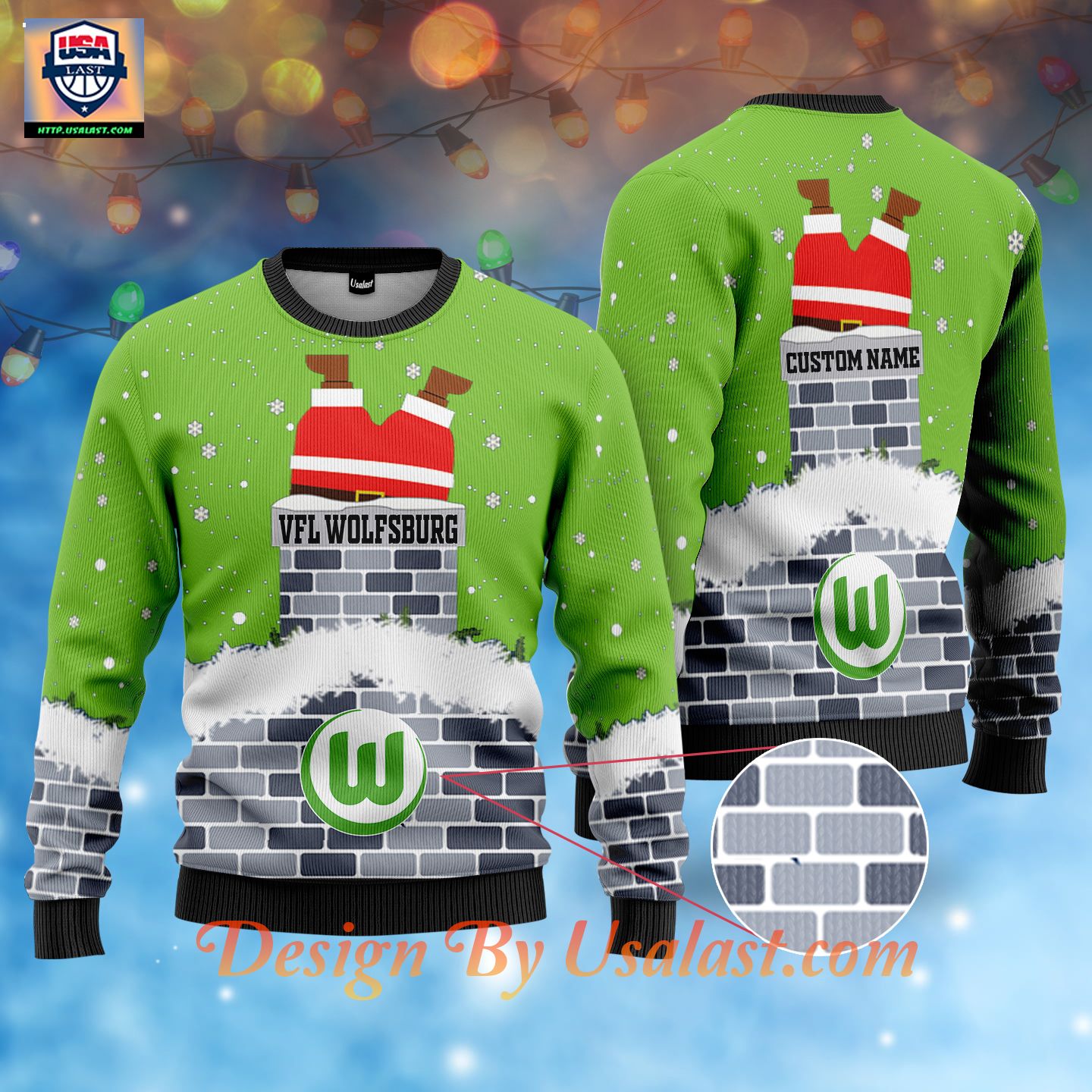 (Big Sale) VfL Wolfsburg Custom Name Ugly Christmas Sweater Jumper