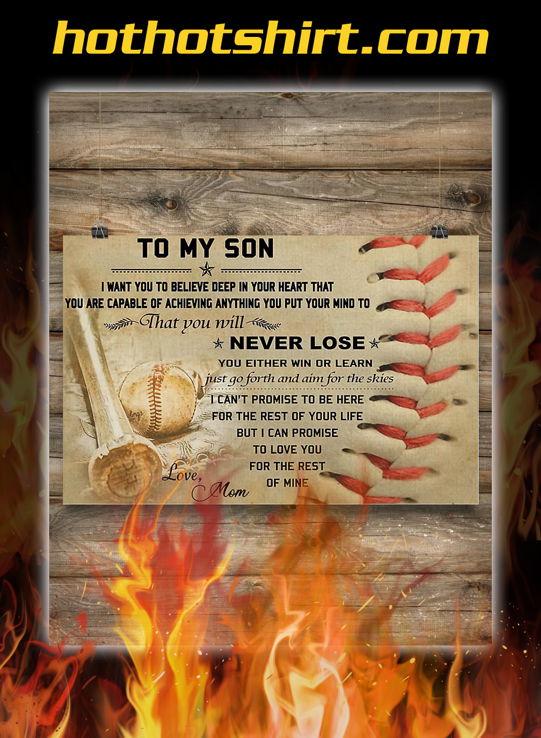 Baseball mom to my son poster
