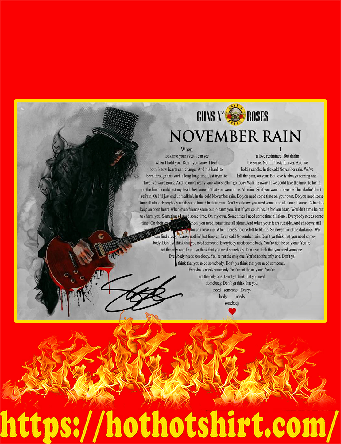 Guns N Roses November Rain Slash Signature Poster