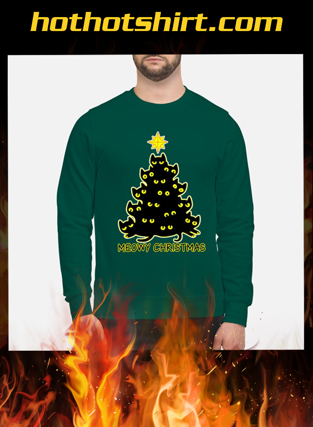 Meowy christmas tree ugly sweater