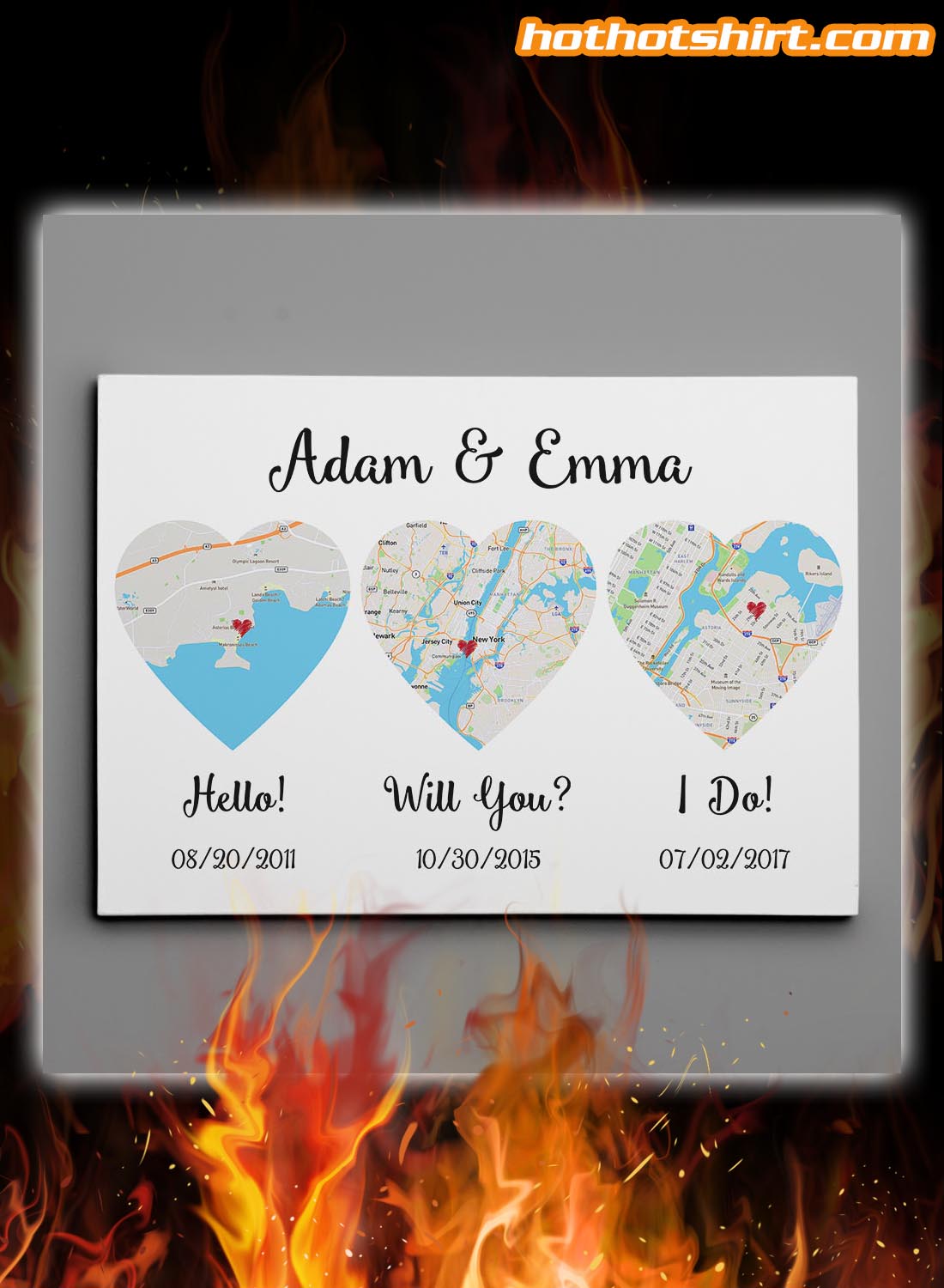 Personalized Custom Name Hello Will You I Do Map Poster