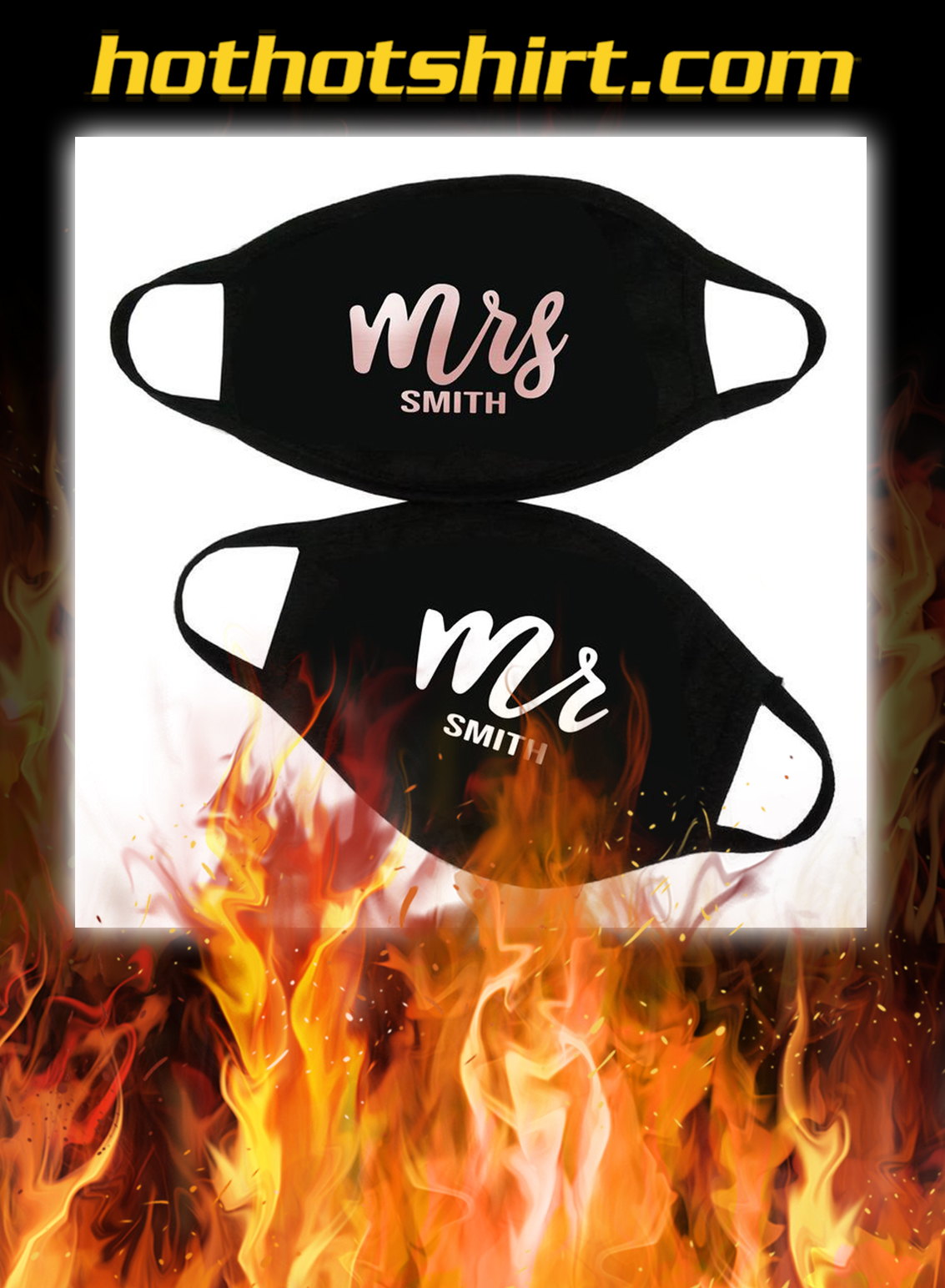 Personalized Pack of 2 Mr and Mrs Wedding Face Mask