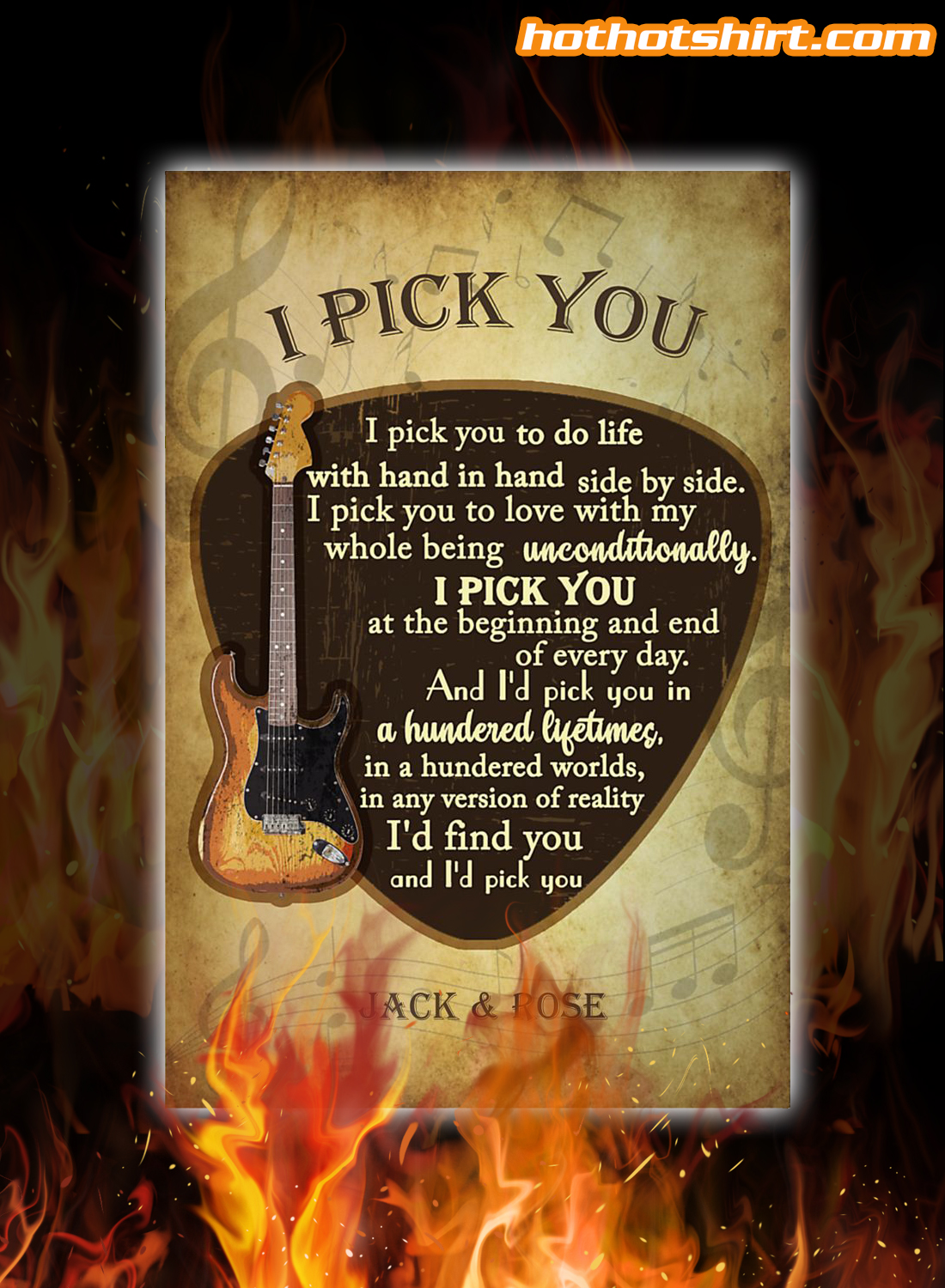 Personalized guitar i pick you lyrics poster