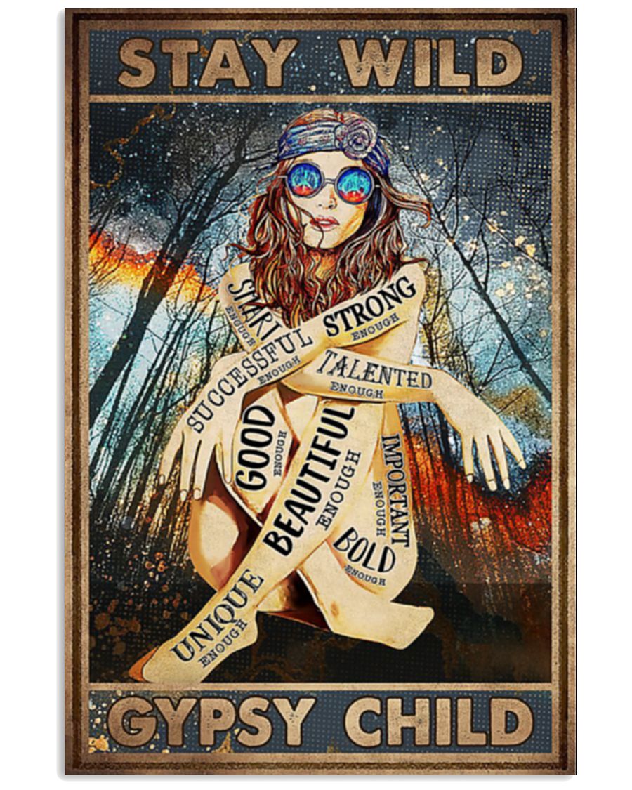 Stay wild gypsy child hippie girl glasses poster