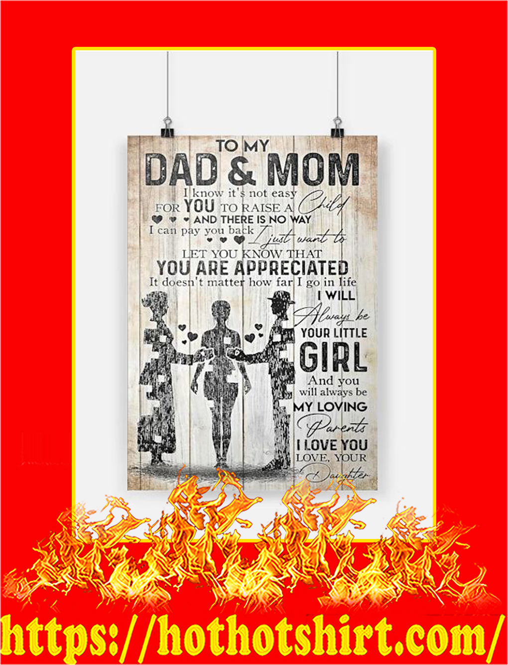 To My Dad And Mom Daughter Poster