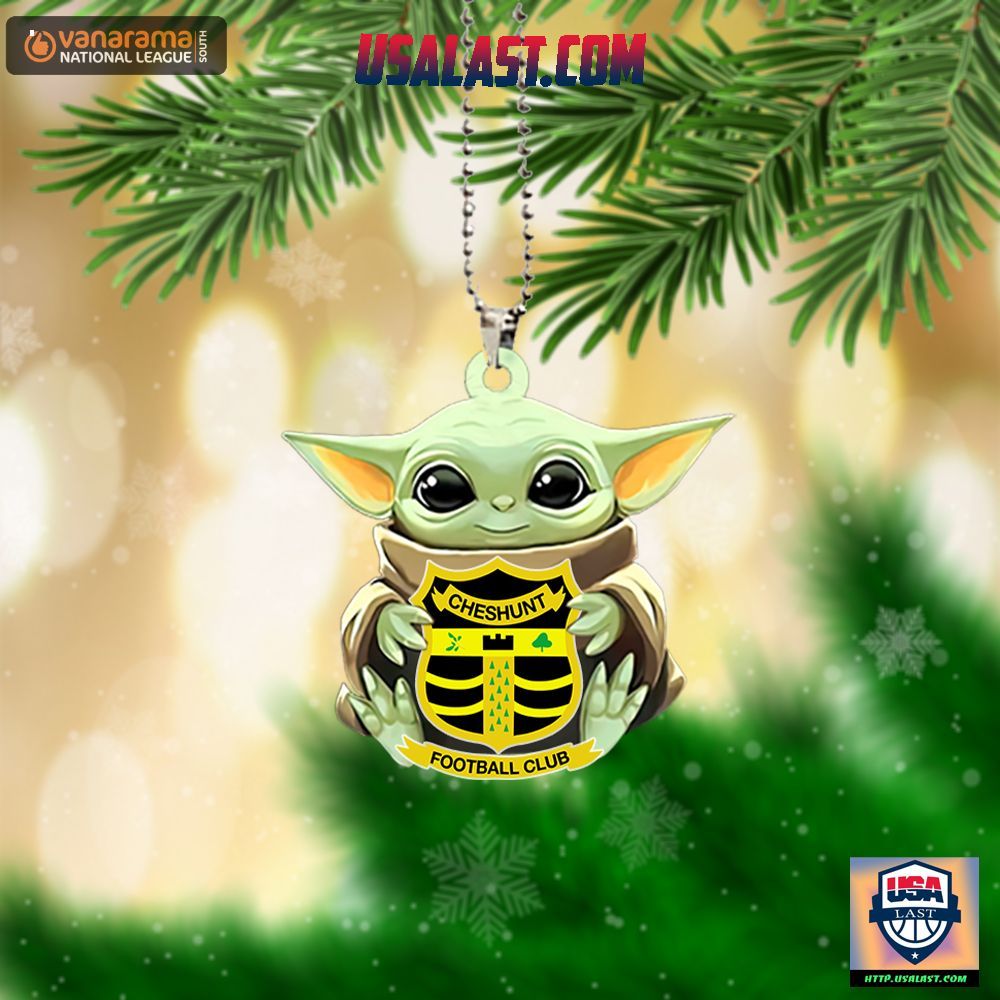 Baby Yoda Hugs Cheshunt FC Hanging Ornament