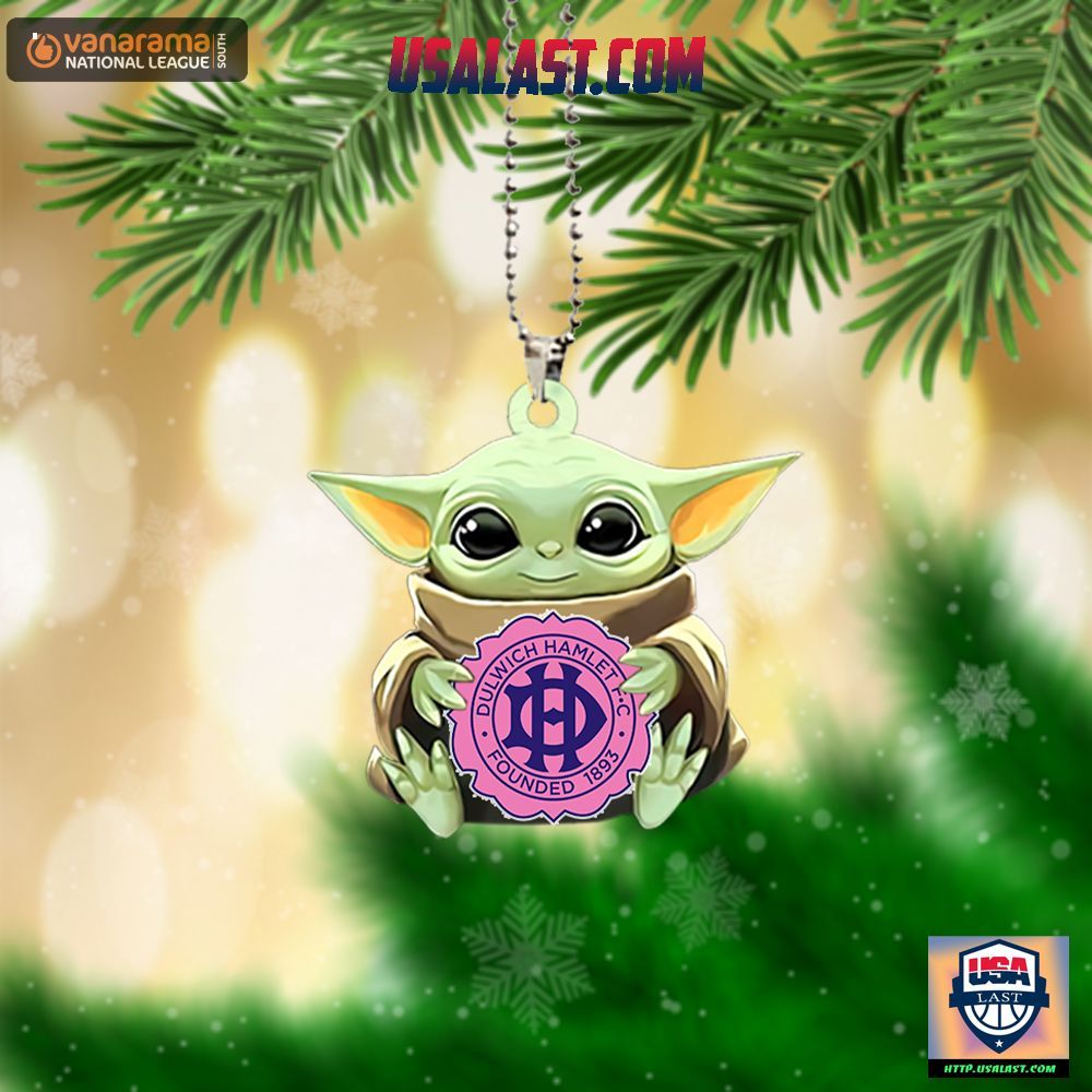 Baby Yoda Hugs Dulwich Hamlet FC Hanging Ornament