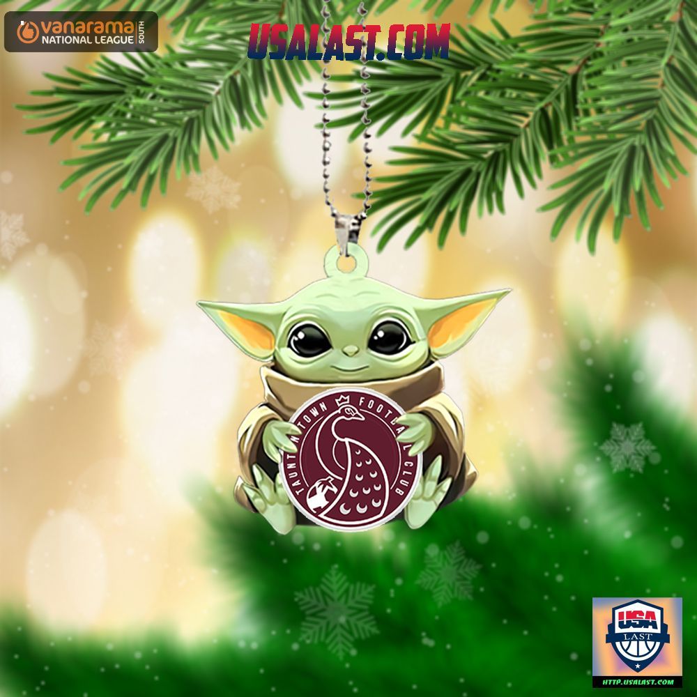 Baby Yoda Hugs Taunton Town FC Hanging Ornament