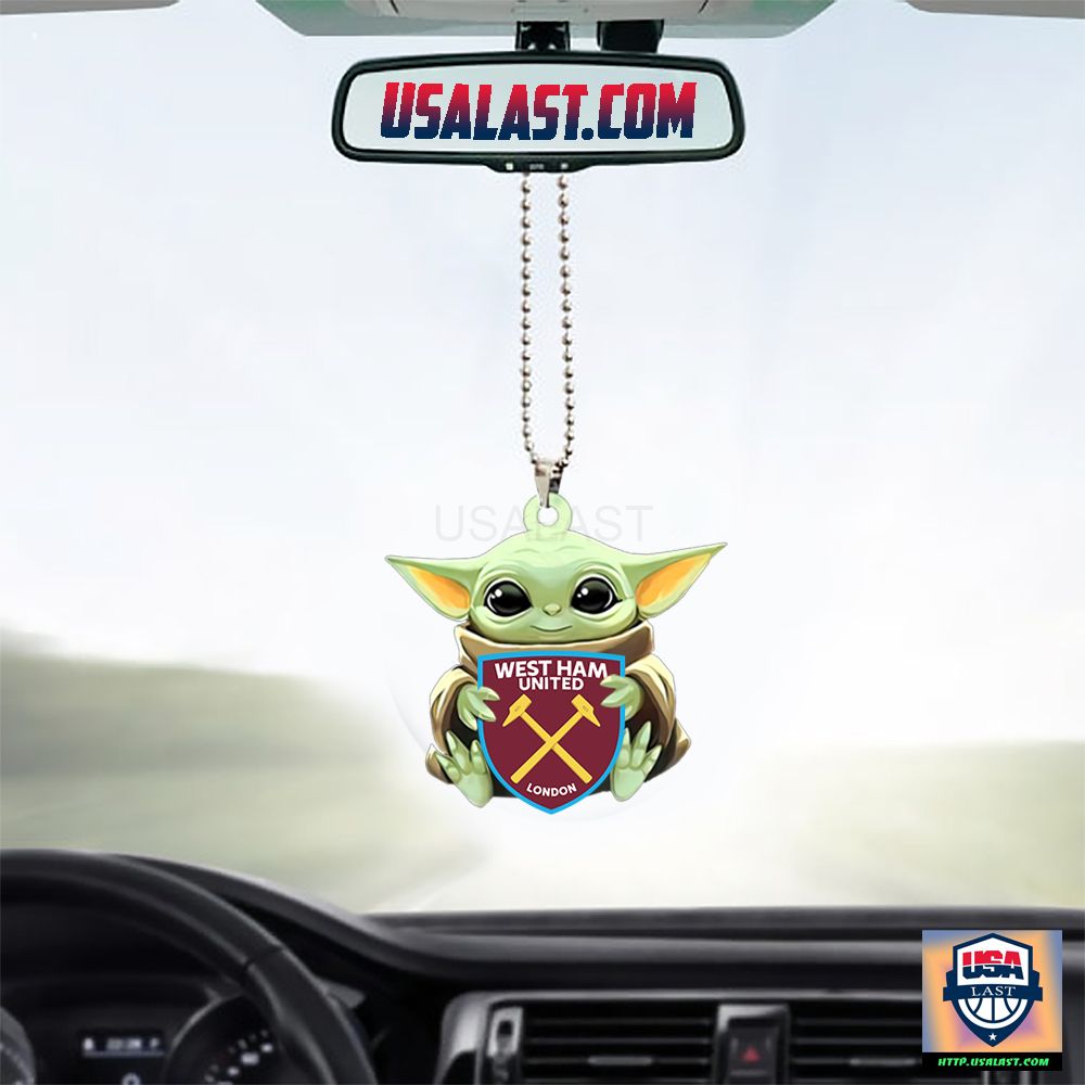 Baby Yoda Hugs West Ham United FC Hanging Ornament