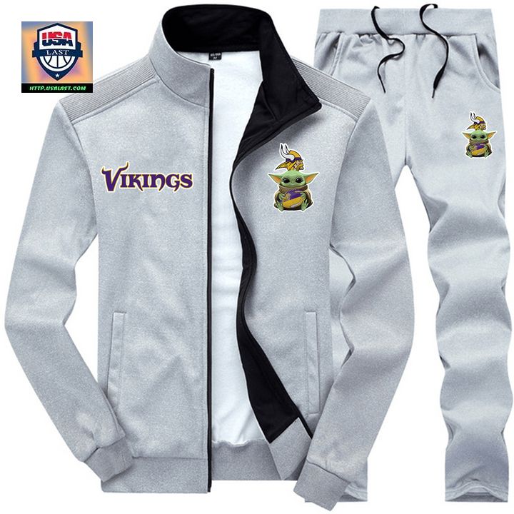 Big Sale Baby Yoda NFL Minnesota Vikings 2D Tracksuits Jacket