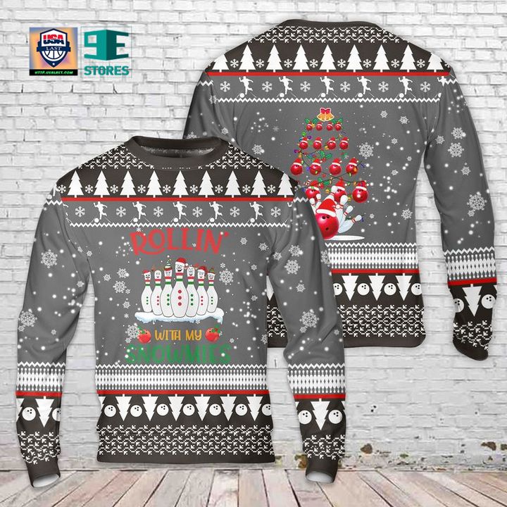 Luxury Bowling Rolling With My Snowmies Christmas Sweater 3D