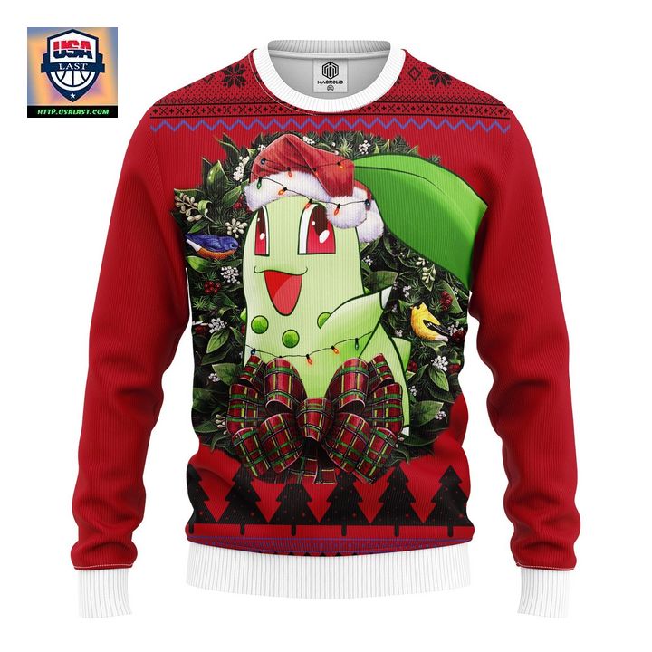 Chikorita Pokemon Noel Mc Ugly Christmas Sweater Thanksgiving Gift