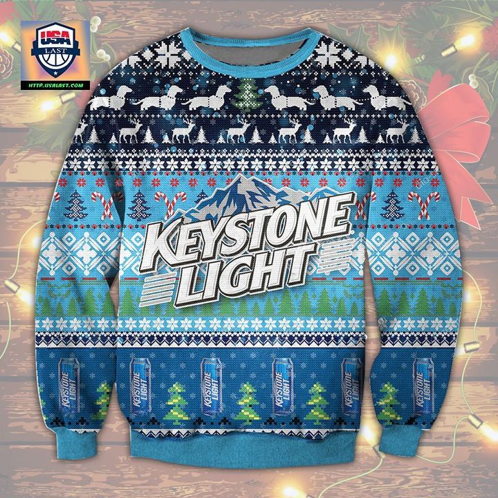 Keystone Light Blue Ugly Christmas Sweater 2022