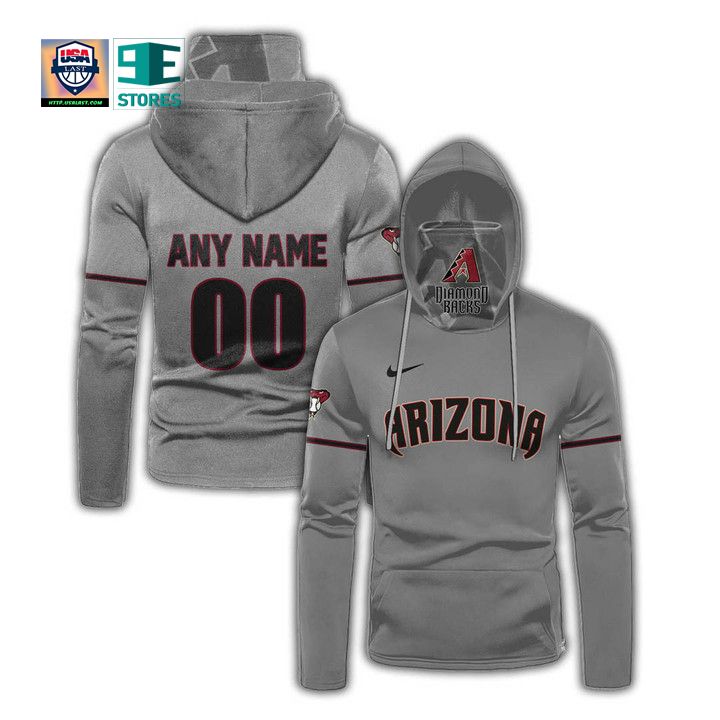 Shopping Personalized Arizona Diamondbacks All Over Print 3D Gaiter Hoodie – Gray