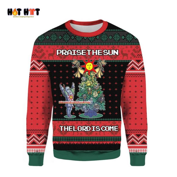 Discount Praise The Sun The Lord Is Come Ugly Christmas Sweater