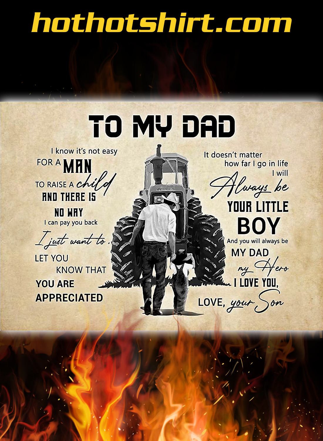 Farmer tractor to my dad your son poster