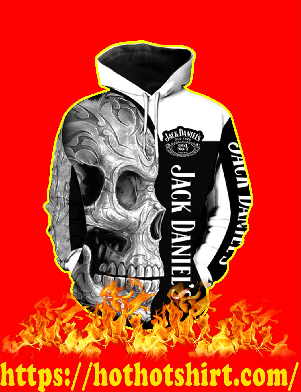 Jack Daniel’s Skull Full Over Print 3d Hoodie, T-shirt