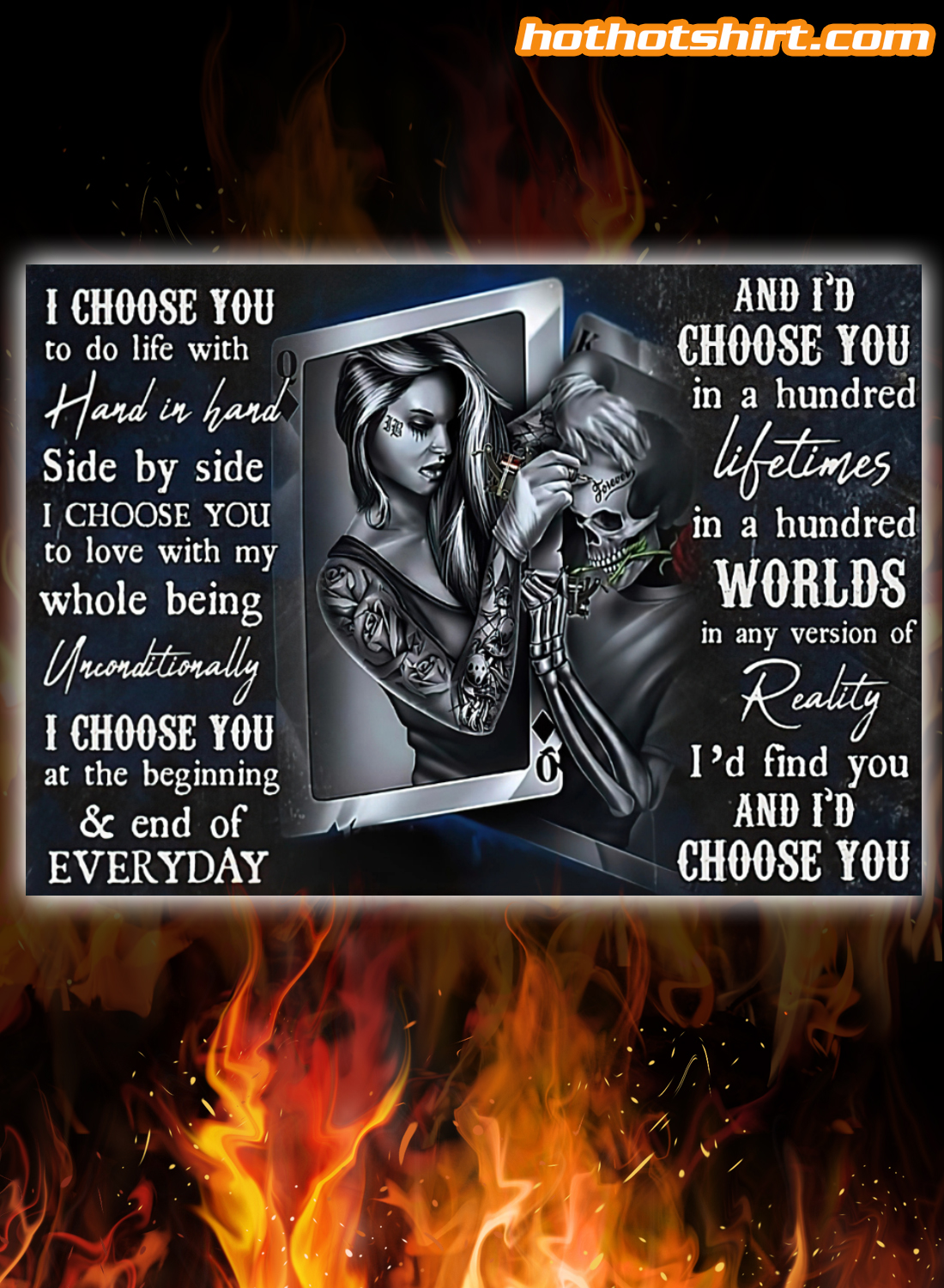 Skull Tattoo Couple I Choose You I choose you to do life with hand in hand canvas print