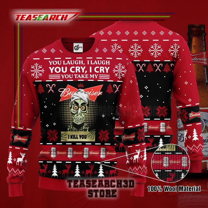 Coolest Achmed You Laugh I Laugh You Cry I Cry You Take My Budweiser I Kill You Ugly Christmas Sweater Hoodie Zip Hoodie Bomber Jacket