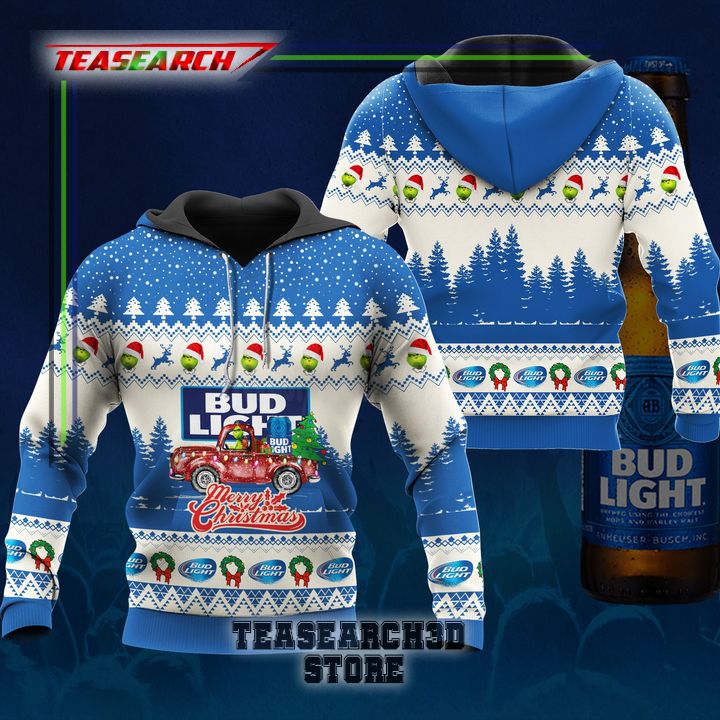 Amazon Bud Light Grinch Merry Christmas Ugly Christmas Sweater Hoodie Zip Hoodie Bomber Jacket