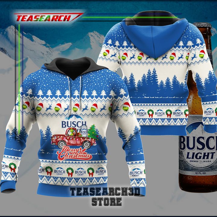 Big Sale Busch Light Grinch Merry Christmas Ugly Christmas Sweater Hoodie Zip Hoodie Bomber Jacket